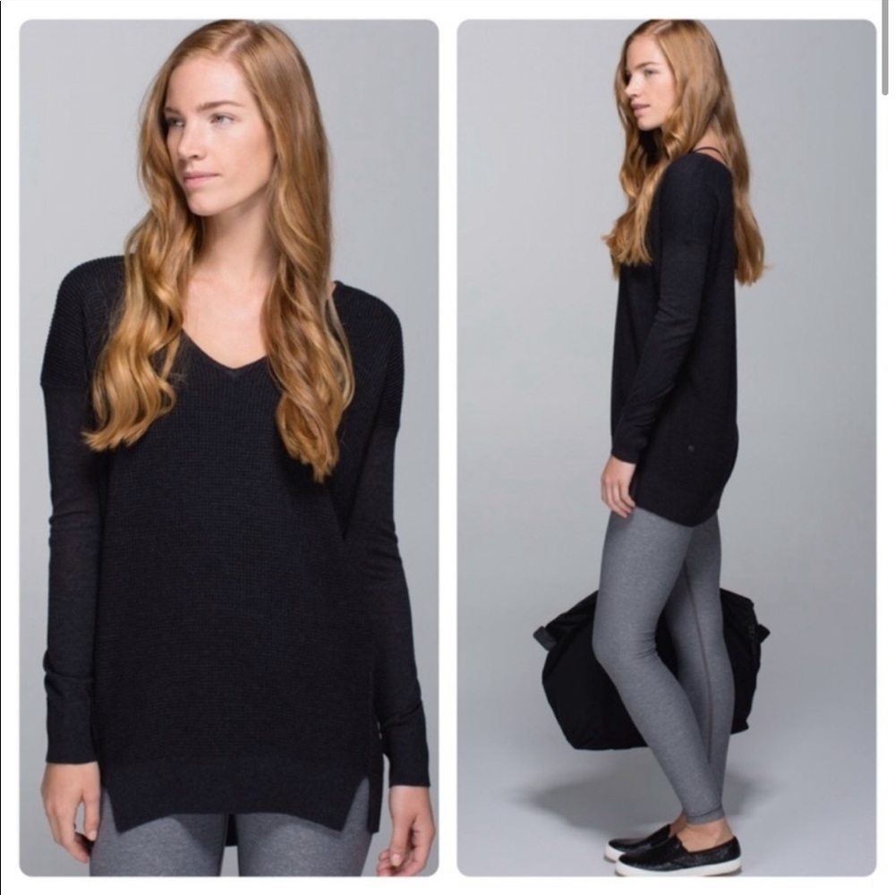 Lululemon Gray Sweater Life Knit V Neck Sweater